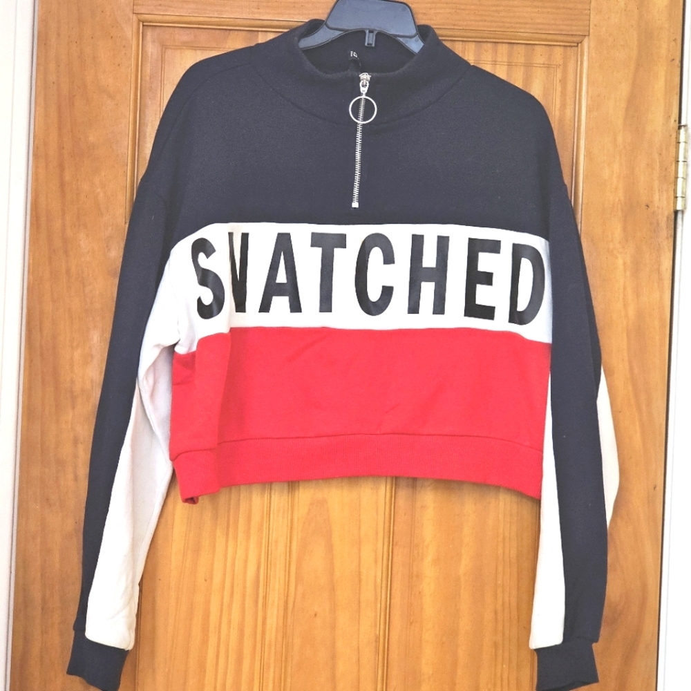H&M Divided Women’s Long-Sleeve Cropped Sweatshirt With SNATCHED Logo, Size M